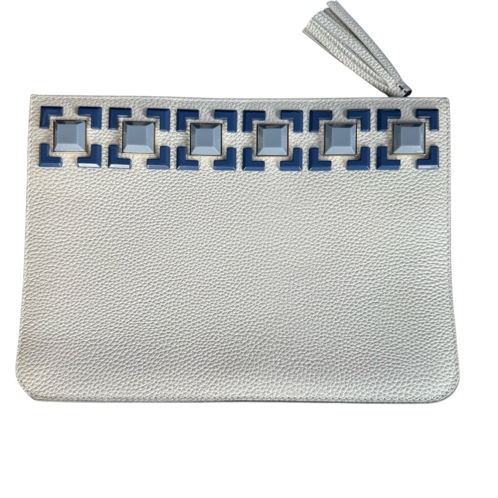 Kate Spade Ainslie Jeweled Zippered Clutch Ivory Cocktail